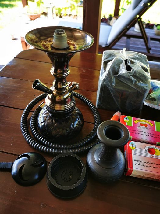 Fajka wodna Shisha + akcesoria + aromaty + cybuche – duży zestaw