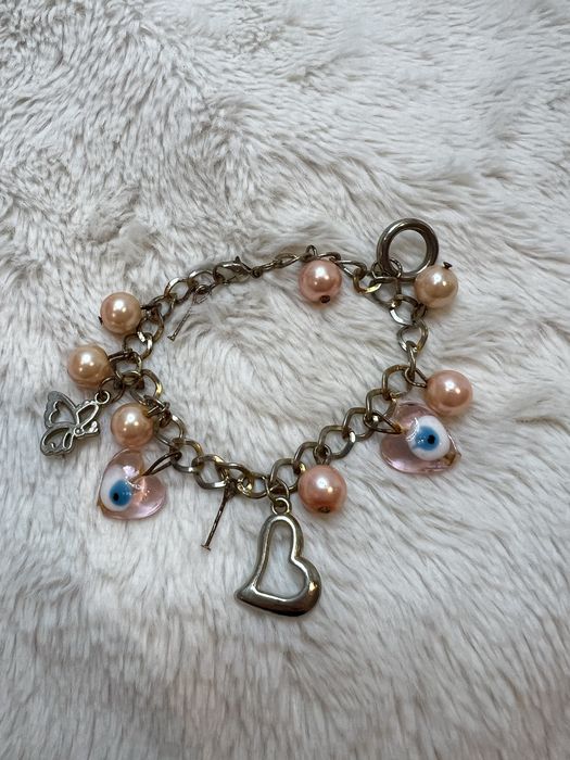 Bransoletka vintage coquette heart murano szklane koraliki lata 80s 14