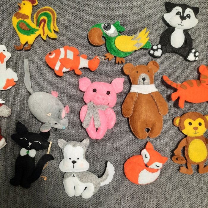 Іграшки звірята для вивч. англійської мови. Фігурки звірі з фетру.