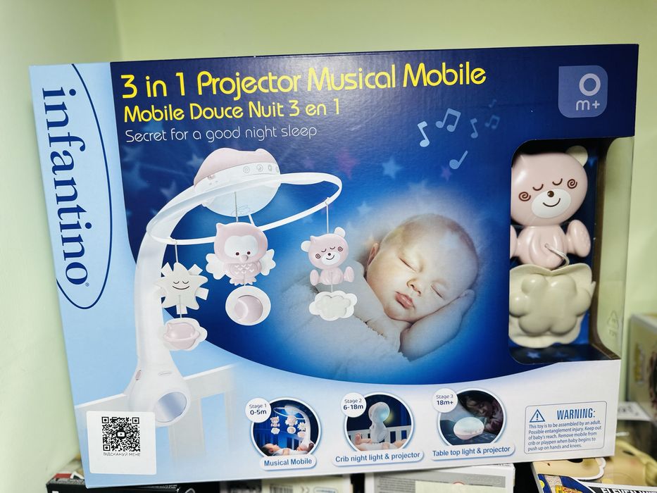 Музичний мобіль Infantino 3 в 1 із проектором рожевий нове!!!