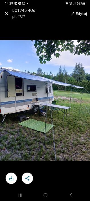 Markiza daszek 4x2.5m tarp do przyczepy kempingowej hobby kedra kamper