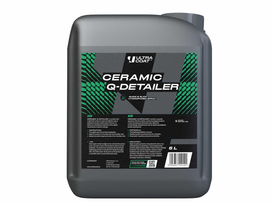 ULTRACOAT Ceramic Q-Detailer 5L QD Nabłyszcza Lakier MOCNE Hydro Połysk