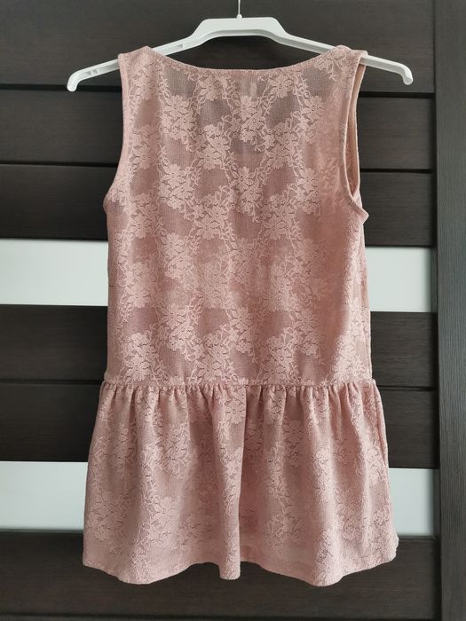 Bluzka top Zara 38 koszulka koronka baskinka pudrowa różowa