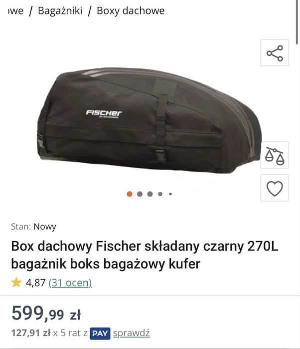 Box dachowy skladany Fisher 270 Litrów