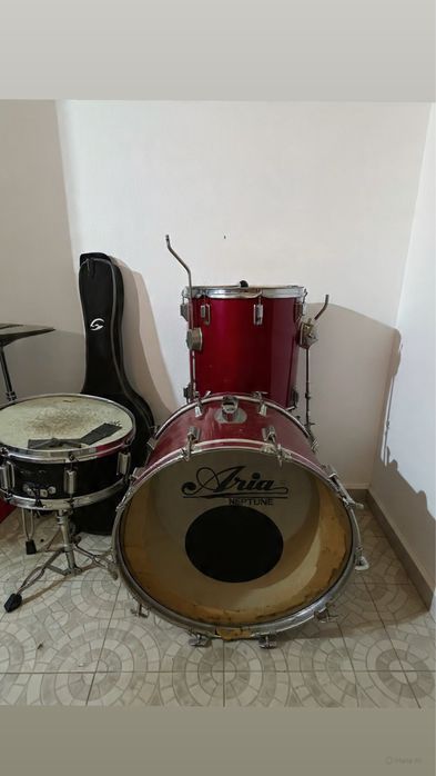 Bateria Acústica Completa Aria Neptune + Pedal Rogers – Pronta a Tocar