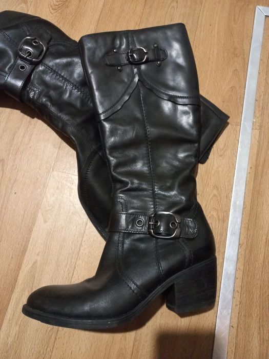 Buty  kozaki damskie skórzane