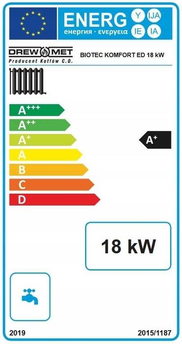 Kocioł DrewMet Biotec 18kW piec pellet podajnik zasobnik do 180m²