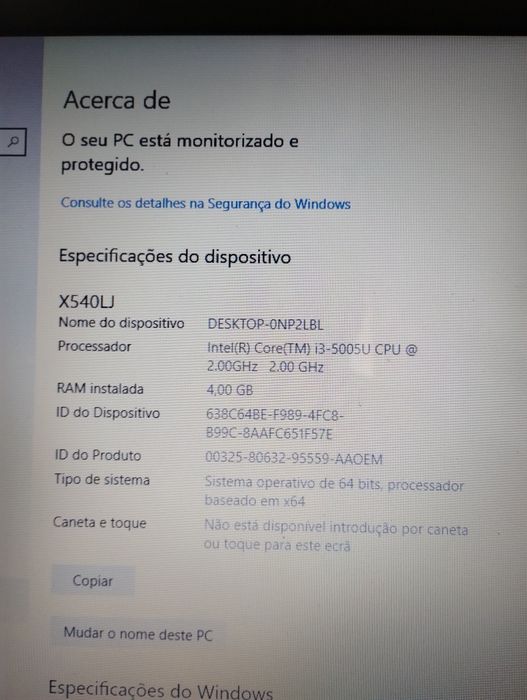 Portátil ASUS I3 A540L