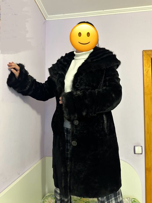 шуба чорна мутон/ та біла норка
