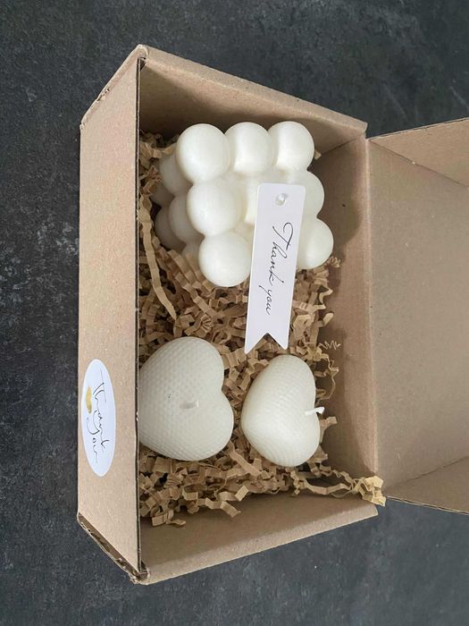 Piękne zestawy świec sojowych na podziękowania, urodziny, komunię