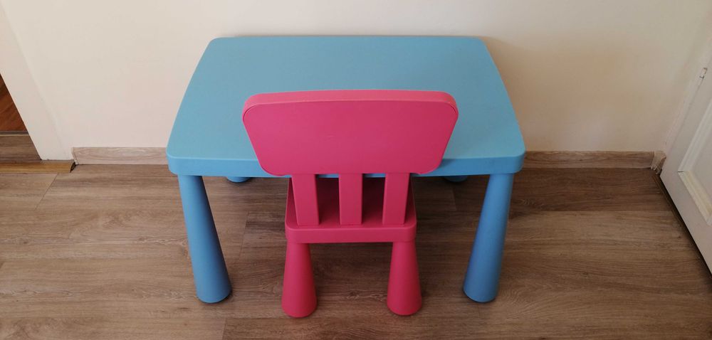 Stolik i krzesło dla dziecka Mammut IKEA Niebieski/Różowy