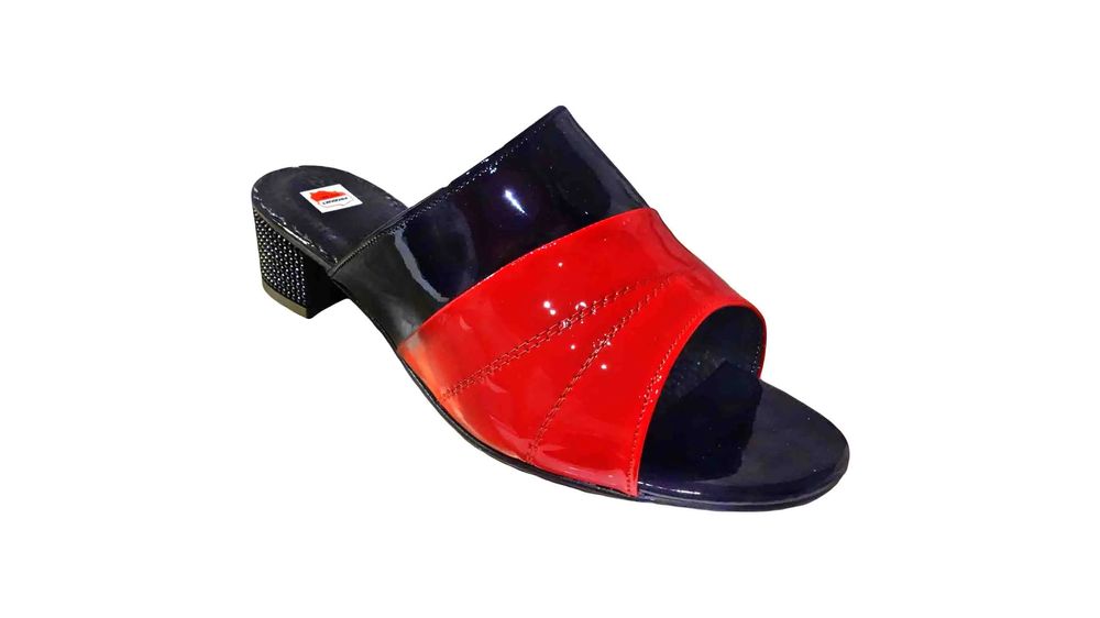 Klapki damskie czarno-czerwone obcas 4cm nr.40