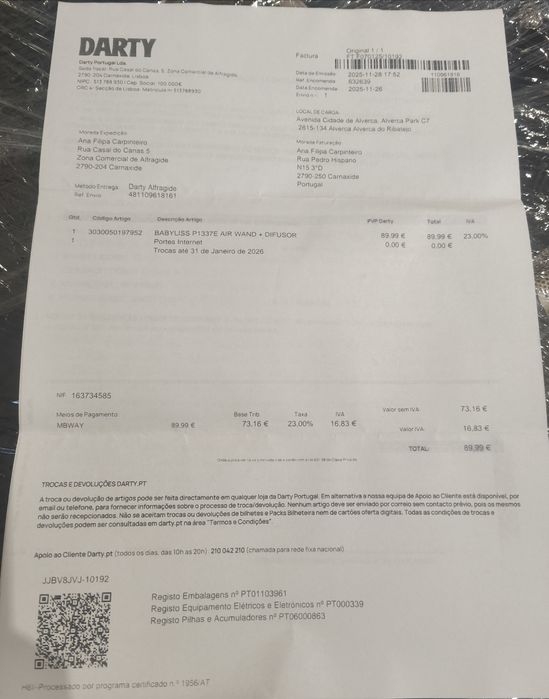 Secador Babyliss Air Wand + Difusor Novo garantia