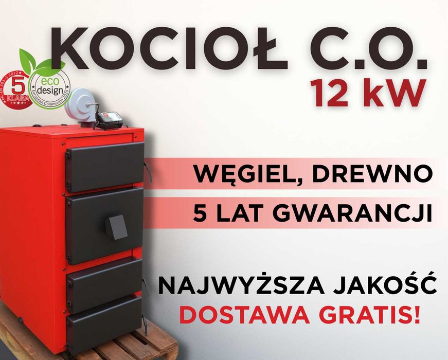 Kotły Kocioł 12kW na Drewno Węgiel - PRODUCENT Piec Zasypowy do 130m2