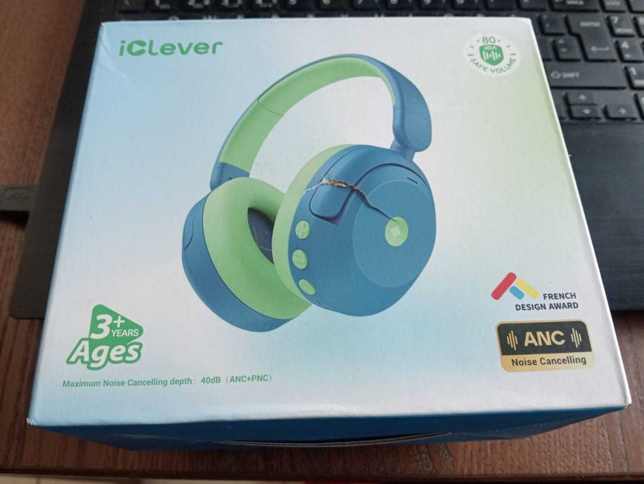 Auscultadores Bluetooth Infantis iClever BTH20 – Azul/Verde – NOVOS