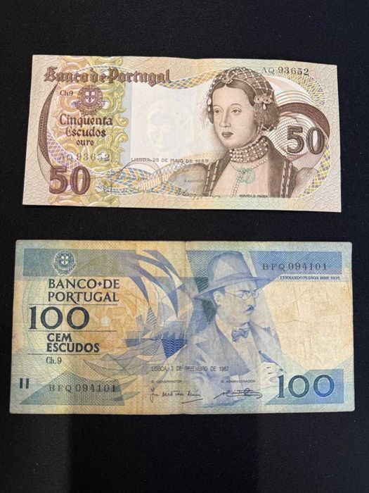 Coleção de Notas Antigas de Escudos – Várias Séries e Valores