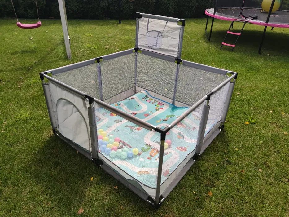 Kojec Dla Dzieci 126X126 Z Koszem Suchy Basen 30 Piłek + Mata + Torba