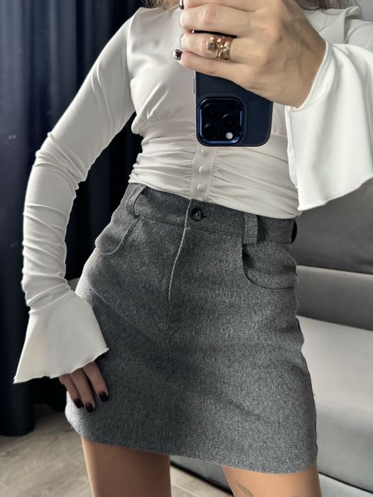 Кашемірова спідниця шоколад, сірий