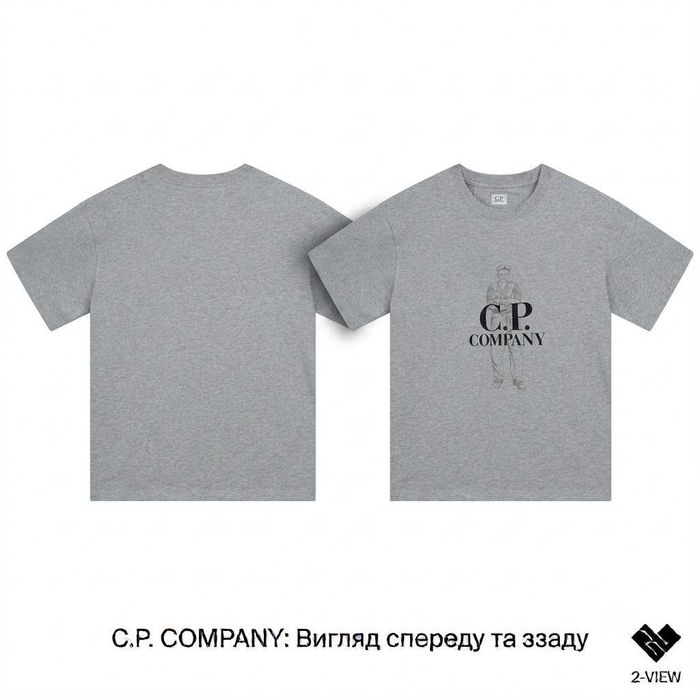 Чоловіча футболка C.P Company чорна/ футболка сп компани чорного кольору з принтом/ літня футболка/ сіра футболка сп компані