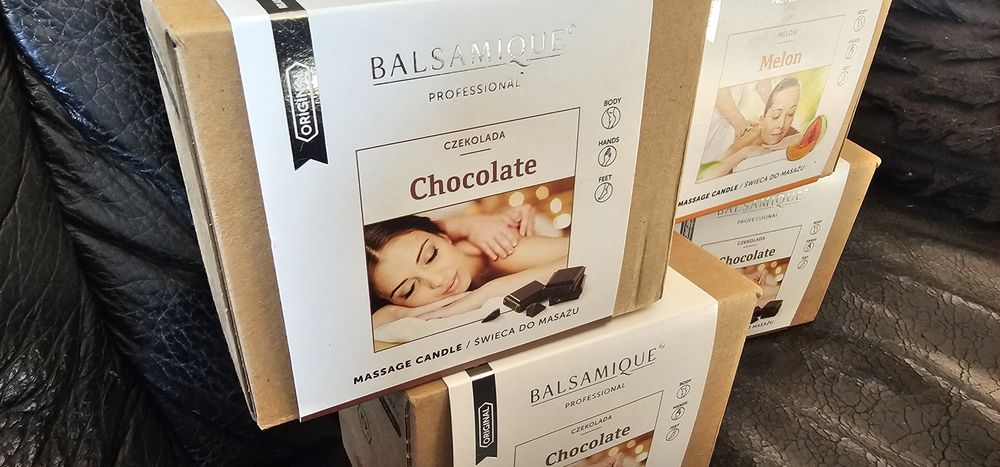 Balsamique Zestaw 4 profesjonalnych świec do masażu czekolada i melon
