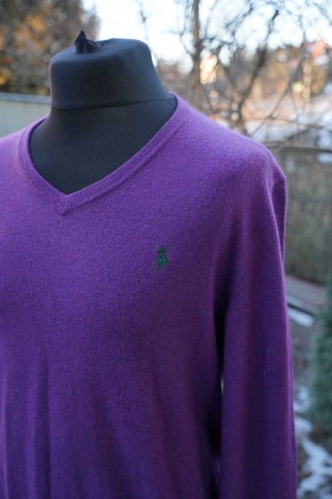 Ralph Lauren wełniany męski sweter v-neck M Merino wool w2