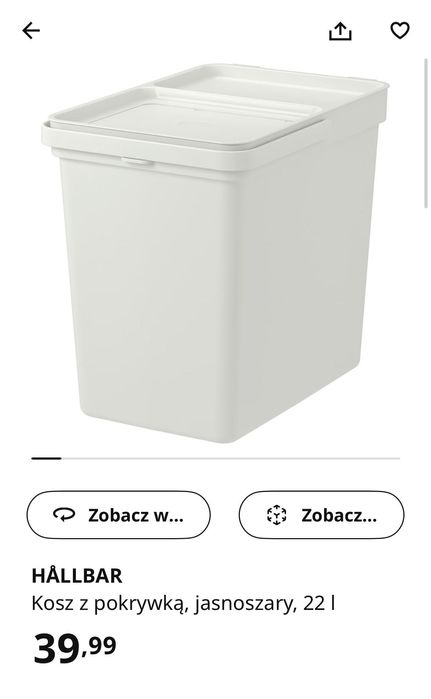 Hallbar kosze z pokrywką 22 l Ikea jasnoszary