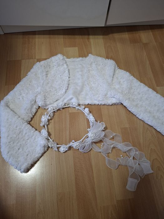 Suknia komunijna + bolerko + torebka + wianuszek
