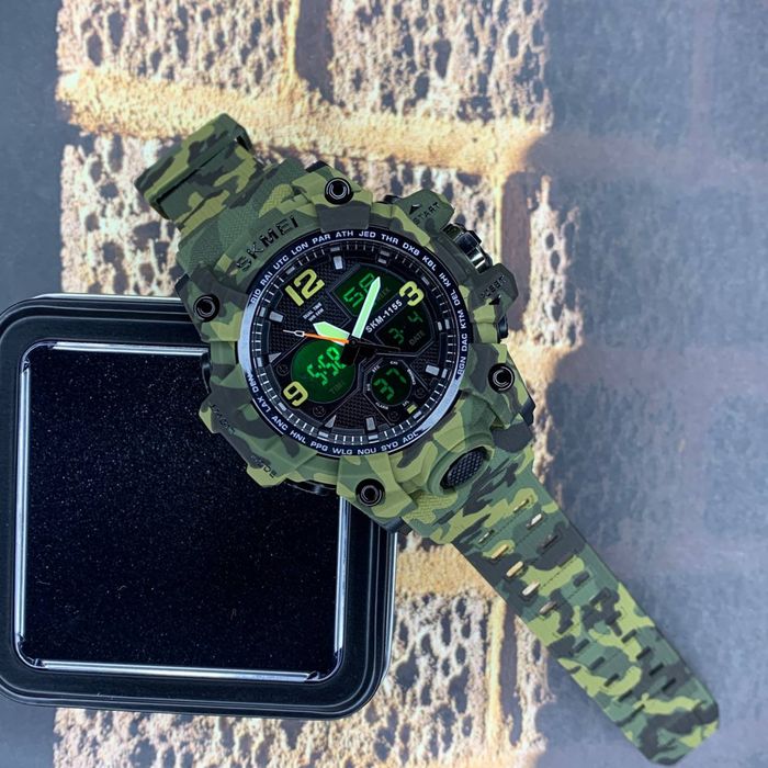 Чоловічий годинник Skmei Military Green | Гарантія 12 місяців! Спортивний годинник | Тактичний годинник | Для військових | Часы для военных