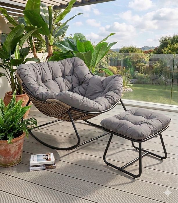 Fotel  z podnóżkiem bujany mega jakość na taras ogrod dom