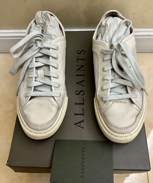 AllSaints кеди кросівки білі бежеві сірі шкіряні натуральна шкіра кеды кожаные замшевые кожа белые серые бежевые оригинал 24 см