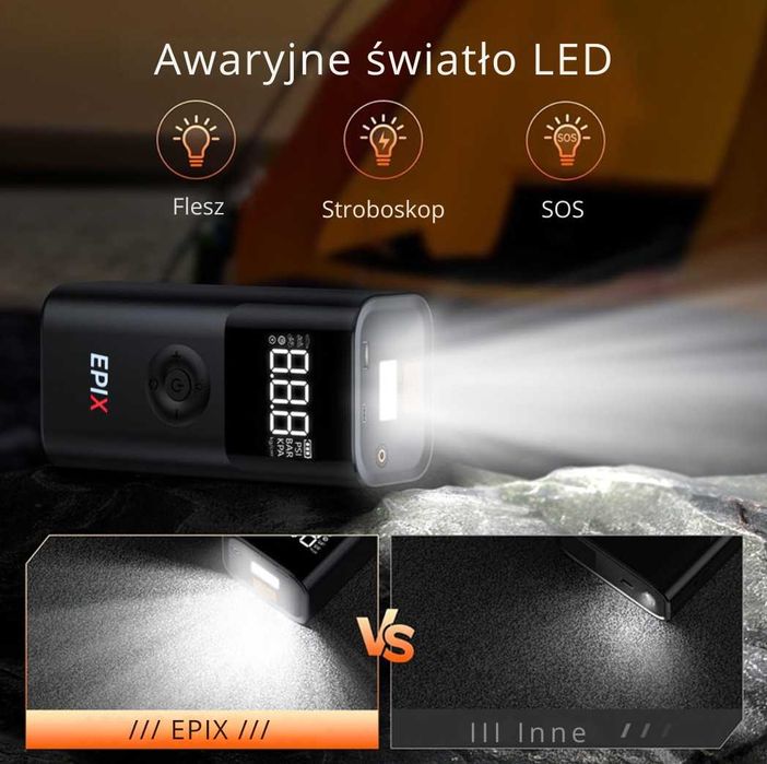 Urządzenie Rozruchowe Jump Starter Booster KOMPRESOR POWERBANK 12000mA