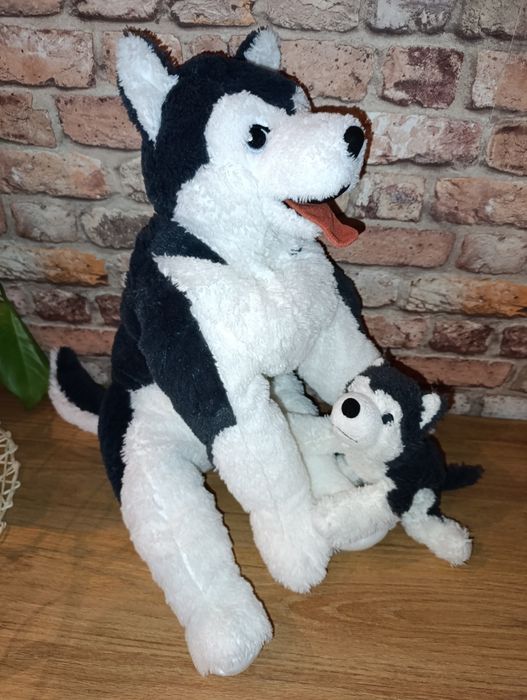 Pies husky duży i mały , maskotka, pluszak z Ikea Livlig
i mały husky