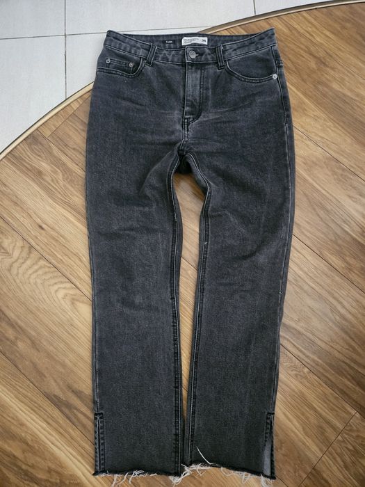 Jeansy Flare r 38 M  hm grafitowe z elastyna wyższy stan w pasie