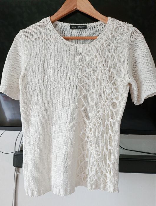 Ciekawa bluzka vintage z aplikacją w stylu lat 80 - M/L