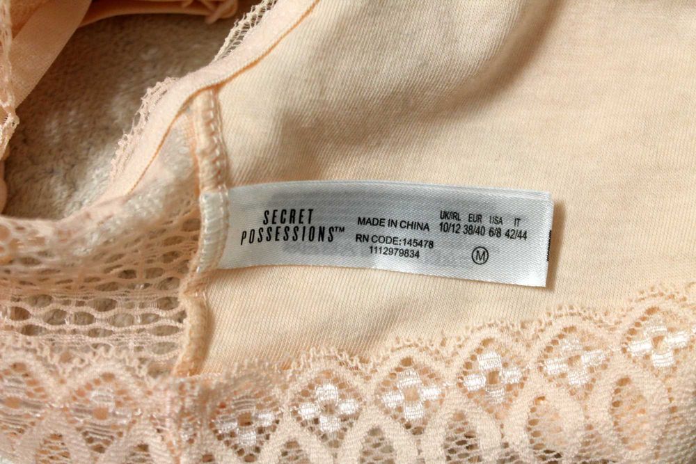 Secret Possessions Brzoskwiniowy Top Koronka Ażurowy Miękki Biustonosz
