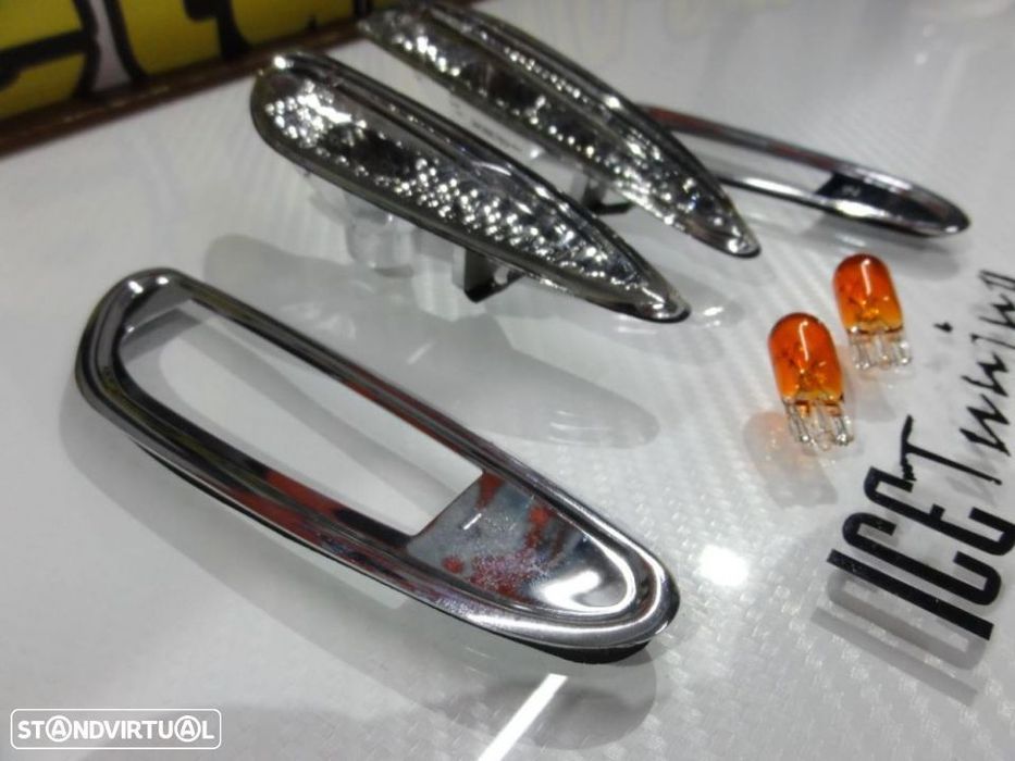 Piscas, Farolins Laterais + lâmpadas cromadas para BMW E81, E82, E84, E87, E88, E46 +01, E60, E61 E90 E91 E92 E93 fundo smoke / escurecidos