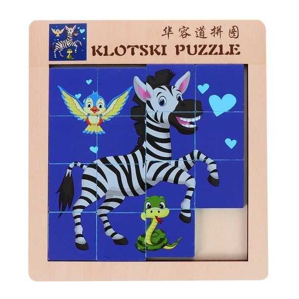Drewniana Logiczna Układanka - Puzzle - 2 w 1 ZEBRA