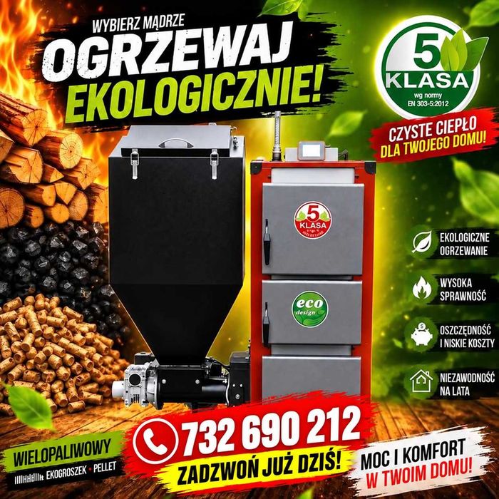 pelet 5KLASA groszek! kocioł piec 10KW 50-100m2 dostawa 0zł!