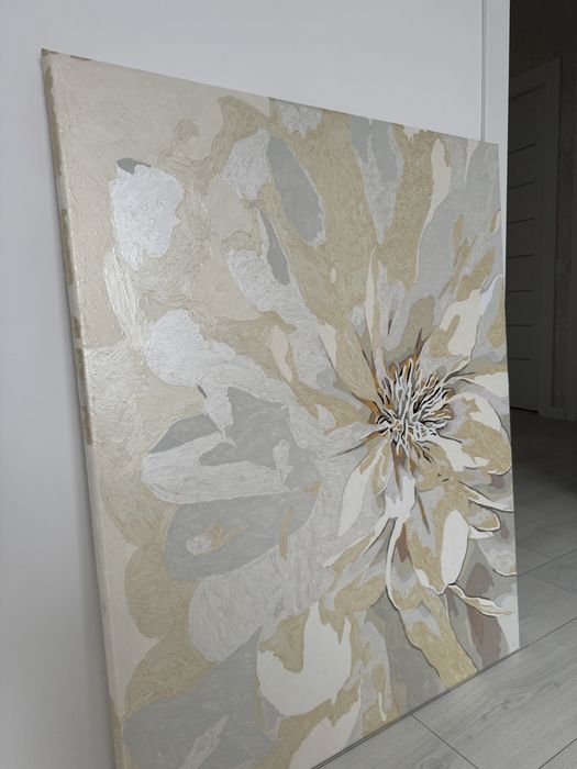 Картина квітка, акрил з фарбами металік золото, ручна робота
