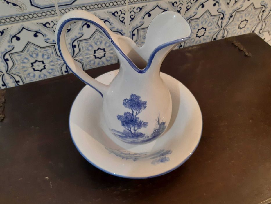 Jarro com bacia porcelana vintage, como novo