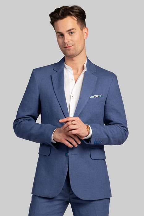 Garnitur lniany niebieski uszyjemy NA MIARĘ w 5 DNI