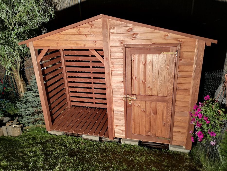 Drewutnia z domkiem narzędziowym 3,14 x 1,1m z dachem dwuspadowym