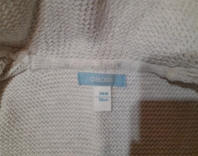 Ciepły gruby nowy sweter obaibi dla niemowlaka r. 59