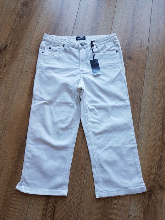 S 36 Arizona Denim spodnie damskie 3/4 białe na lato spodenki bawełna