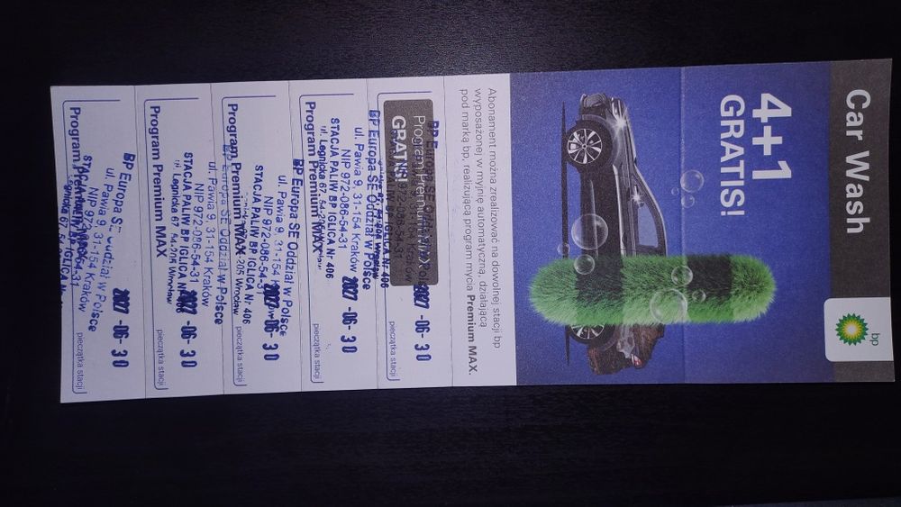 BP Premium MAX KARNET myjnia 5x BP cała Polska