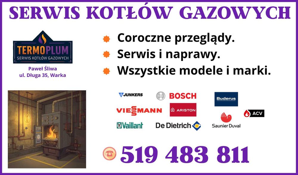 Serwis, pieców kotłów gazowych Viessmann, Junkers, De Dietrich, BOSCH, Ariston inne