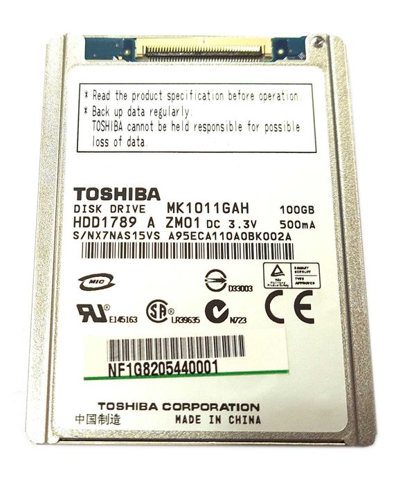 DYSK TWARDY 1.8" ZIF 40pin 100GB Toshiba MK1011GAH