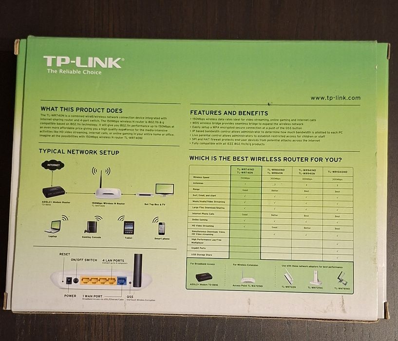 Router bezprzewodowy TP-Link TL-WR740N z technologią 802.11n N