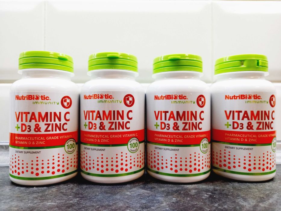 NutriBiotic, Vitamin C + D3 & Zinc (100 капс.), витамин С D3 цинк