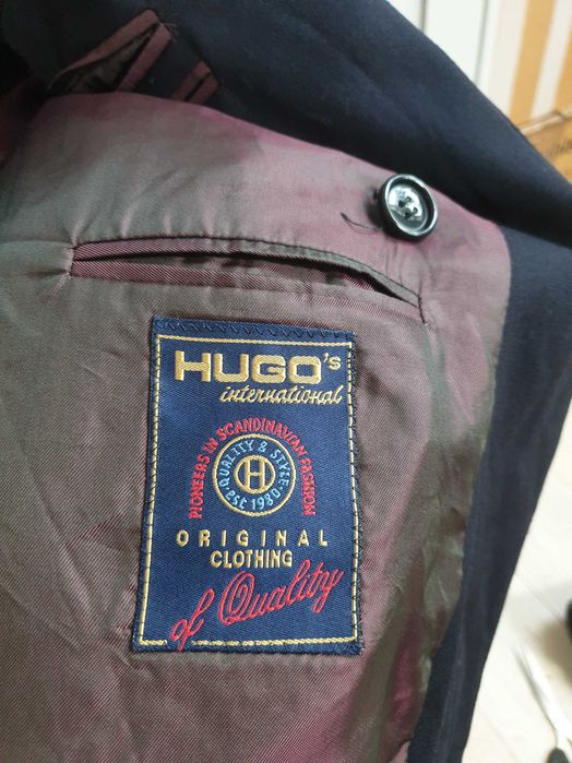 Granatowa dwurzędowa marynarka męska Hugo's XL 2XL 100% wełna